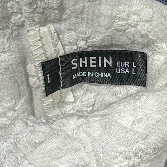 Shein Off Shoulder Floral Ruffle Hem Peplum Crop Top Blouse White - Picture 3 of 10